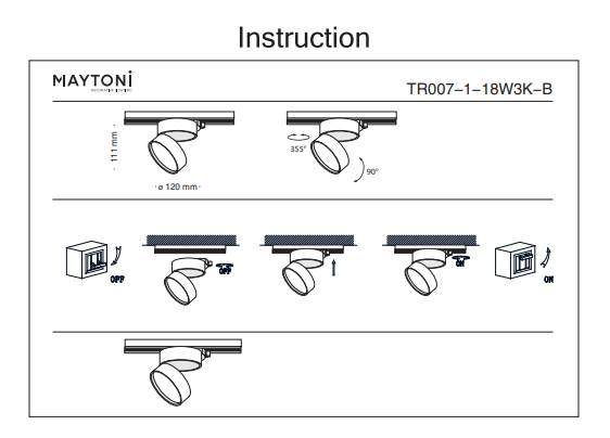Однофазный LED светильник 18W 3000К для трека Maytoni Track TR007-1-18W3K-W Однофазный LED светильник 18W 3000К для трека Maytoni Track TR007-1-18W3K-W