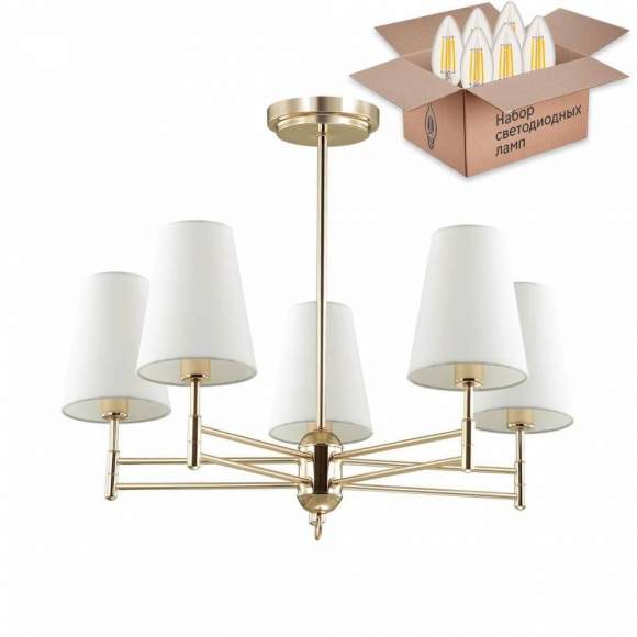 Подвесная люстра с лампочками Lumion Doris 4436/5C+Lamps E14 Свеча Подвесная люстра с лампочками Lumion Doris 4436/5C+Lamps E14 Свеча