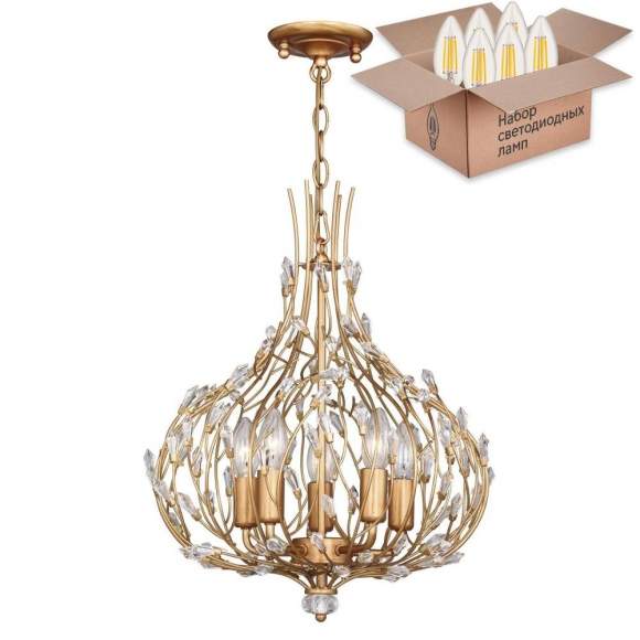 Подвесная люстра с лампочками Favourite Batun 2020-5P+Lamps E14 Свеча Подвесная люстра с лампочками Favourite Batun 2020-5P+Lamps E14 Свеча