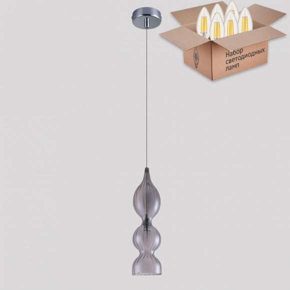 Подвесной светильник Crystal Lux с лампочкой Iris SP1 B Smoke+Lamps E14 Свеча
