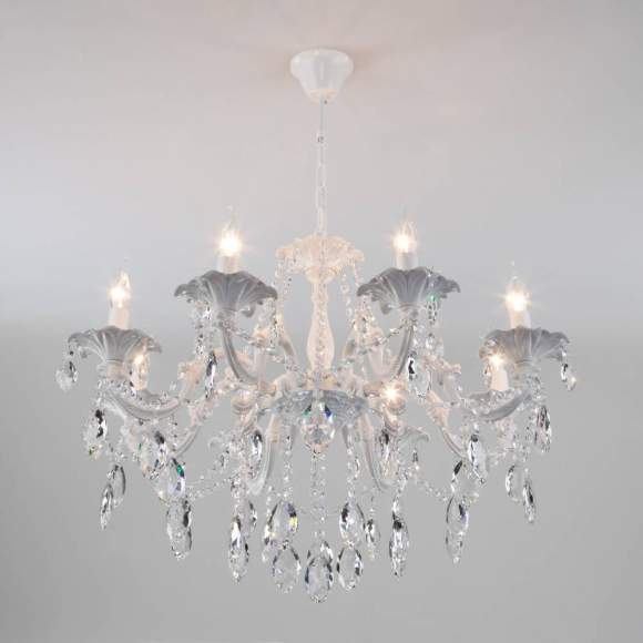 Подвесная люстра Евросвет Veletta 10108/8 белый/прозрачный хрусталь Strotskis a045452