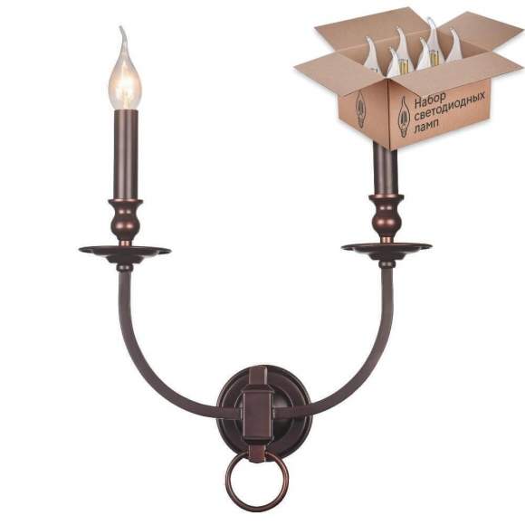 Бра Crystal Lux с лампочками Suerte Brown AP2+Lamps E14 Свеча Бра Crystal Lux с лампочками Suerte Brown AP2+Lamps E14 Свеча