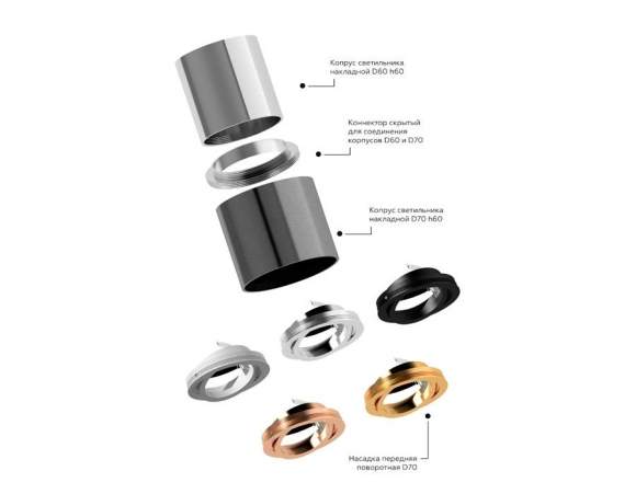 Корпус светильника накладной для насадок D70mm Ambrella light Diy Spot C7422
