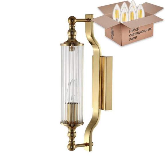 Бра Crystal Lux с лампочкой TOMAS AP1 GOLD+Lamps E14 Свеча Бра Crystal Lux с лампочкой TOMAS AP1 GOLD+Lamps E14 Свеча