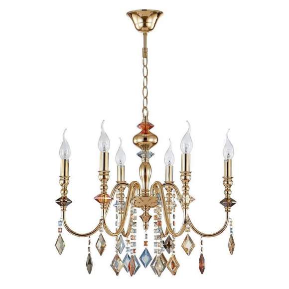 Подвесная люстра Crystal Lux с лампочками Mercedes SP6 Gold/Color+Lamps E14 Свеча Подвесная люстра Crystal Lux с лампочками Mercedes SP6 Gold/Color+Lamps E14 Свеча
