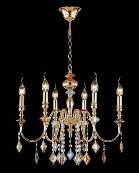 Подвесная люстра Crystal Lux с лампочками Mercedes SP6 Gold/Color+Lamps E14 Свеча Подвесная люстра Crystal Lux с лампочками Mercedes SP6 Gold/Color+Lamps E14 Свеча
