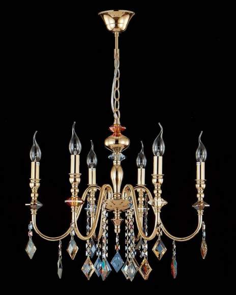 Подвесная люстра Crystal Lux с лампочками Mercedes SP6 Gold/Color+Lamps E14 Свеча Подвесная люстра Crystal Lux с лампочками Mercedes SP6 Gold/Color+Lamps E14 Свеча