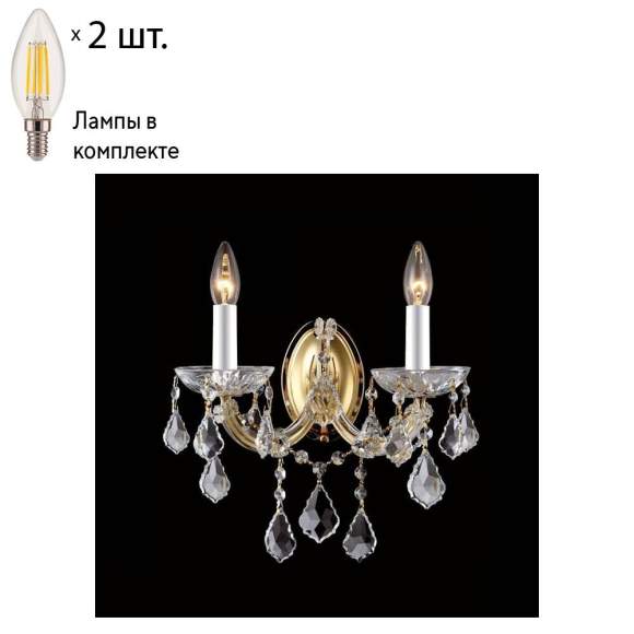 Бра Crystal Lux с лампочками Tesoro AP2+Lamps E14 Свеча