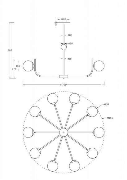 Люстра на штанге Maytoni Rendez-vous MOD109PL-10BS