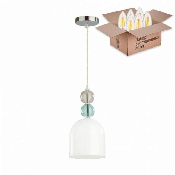 Подвесной светильник с лампочкой Lumion Gillian 5235/1A+Lamps Е27 Свеча Подвесной светильник с лампочкой Lumion Gillian 5235/1A+Lamps Е27 Свеча