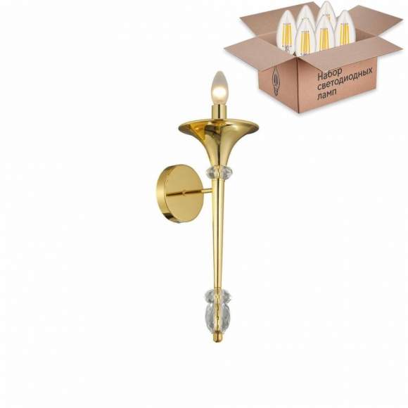 Бра Crystal Lux с лампочкой Miracle AP1 Gold+Lamps E14 Свеча
