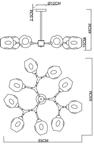 Люстра на штанге Arte Lamp A7759PL-9PB