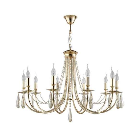 Подвесная люстра Crystal Lux с лампочками VICTORIA SP10 GOLD/AMBER+Lamps E14 Свеча