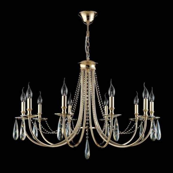 Подвесная люстра Crystal Lux с лампочками VICTORIA SP10 GOLD/AMBER+Lamps E14 Свеча