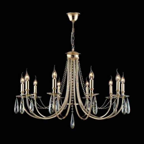 Подвесная люстра Crystal Lux с лампочками VICTORIA SP10 GOLD/AMBER+Lamps E14 Свеча