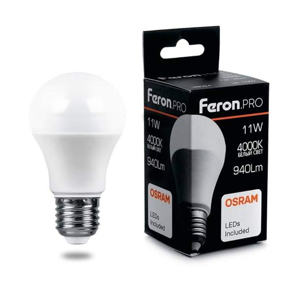 Светодиодная лампа E27 11W 4000К (белый) A60 LB-1011 Feron (38030)