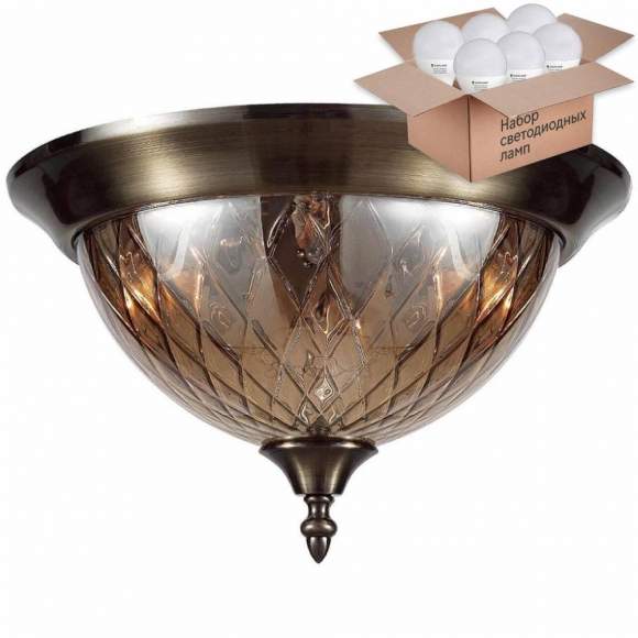 Потолочный светильник Crystal Lux с лампочками Nuovo PL3 BR+Lamps E14 P45 Потолочный светильник Crystal Lux с лампочками Nuovo PL3 BR+Lamps E14 P45