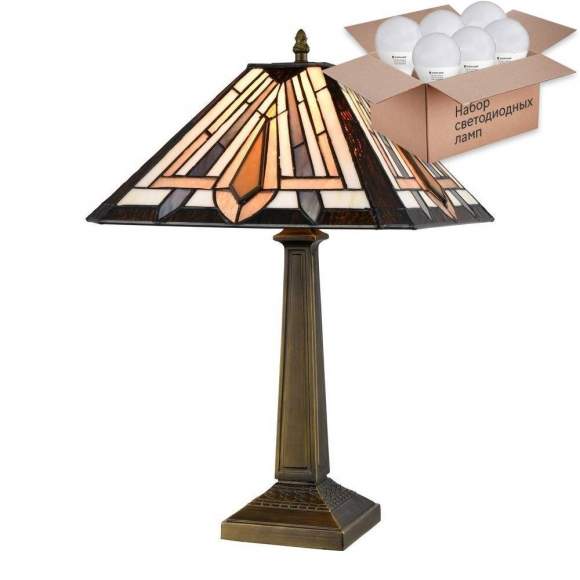 Настольная лампа с лампочкой Velante Тиффани 846-804-01+Lamps E27 P45 Настольная лампа с лампочкой Velante Тиффани 846-804-01+Lamps E27 P45