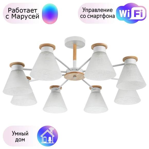 Потолочная люстра Arte Lamp Tyler с поддержкой Маруся A1031PL-8WH-М