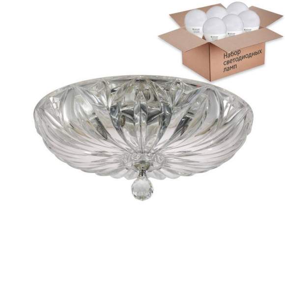 Подвесной светильник Crystal Lux с лампочками DENIS D400 CHROME+Lamps E14 P45 Подвесной светильник Crystal Lux с лампочками DENIS D400 CHROME+Lamps E14 P45
