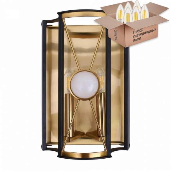Бра Crystal Lux с лампочками TANDEM AP2 GOLD+Lamps E14 Свеча