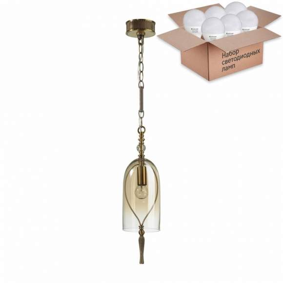 Подвесной светильник с лампочкой Odeon Light Bell 4892/1+Lamps E14 P45 Подвесной светильник с лампочкой Odeon Light Bell 4892/1+Lamps E14 P45