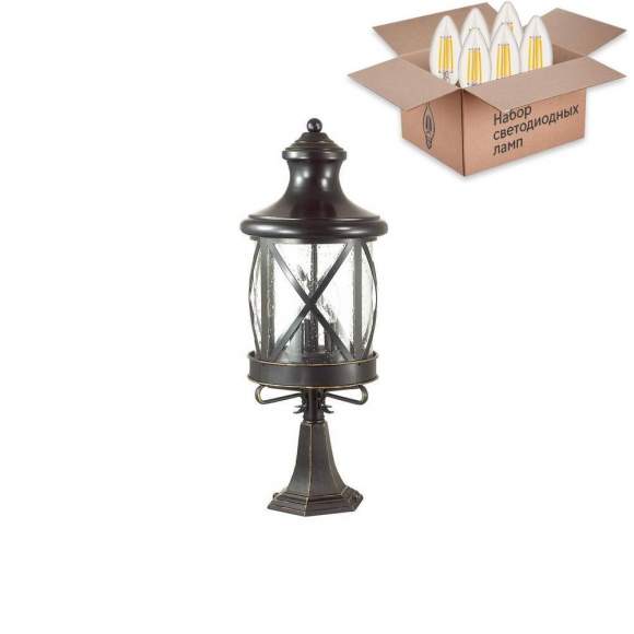 Уличный светильник с лампочками Odeon Light Sation 4045/3B+Lamps E14 Свеча Уличный светильник с лампочками Odeon Light Sation 4045/3B+Lamps E14 Свеча
