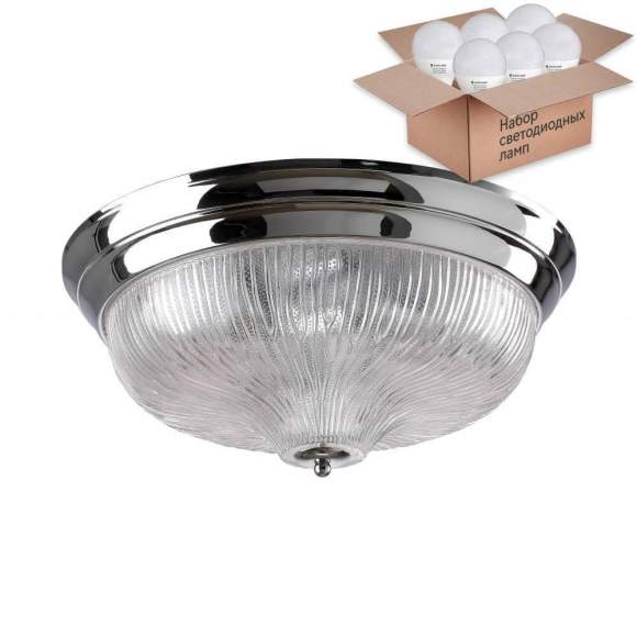 Потолочный светильник Crystal Lux с лампочками Lluvia PL4 Chrome D370+Lamps E14 P45 Потолочный светильник Crystal Lux с лампочками Lluvia PL4 Chrome D370+Lamps E14 P45