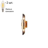 Настенный светильник CRYSTAL LUX с лампочками JUSTO AP2 GOLD+Lamps E14 Свеча