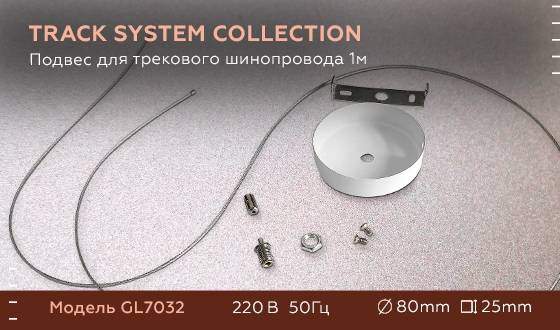 Комплект подвесной для однофазного трека 1м. Ambrella light Track System GL7032 WH
