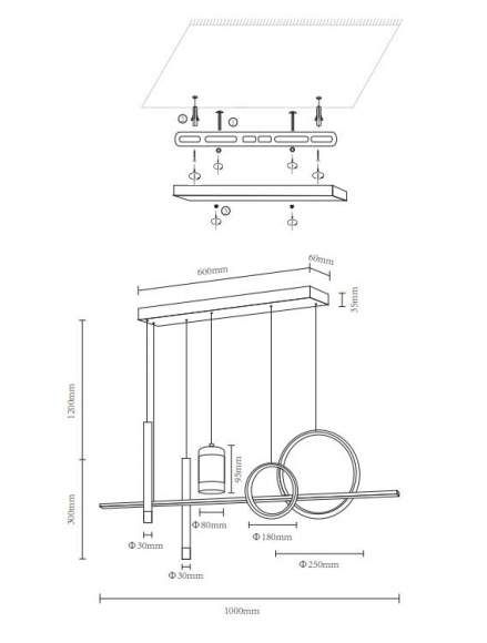 Подвесной светильник с пультом ДУ Velante 431-306-06