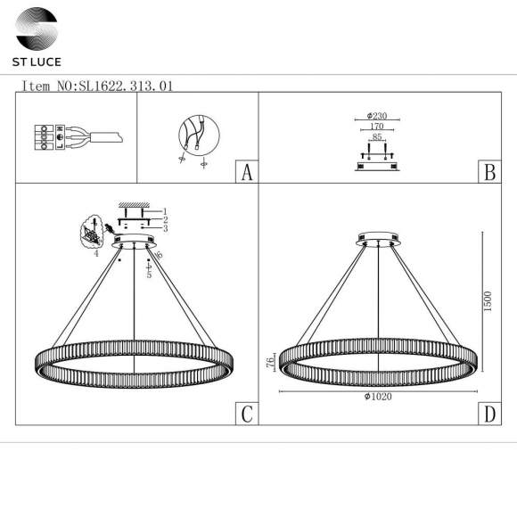 Подвесная светодиодная люстра ST Luce Tivoli SL1622.313.01 Подвесная светодиодная люстра ST Luce Tivoli SL1622.313.01