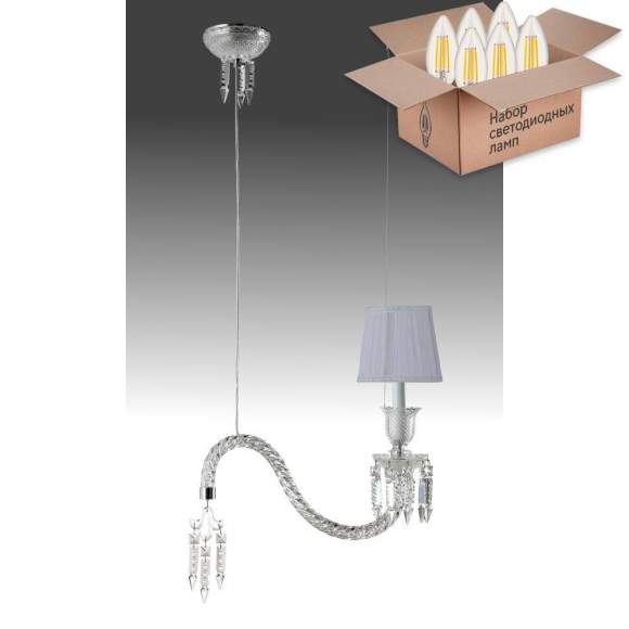 Подвесной светильник Crystal Lux с лампочкой PRINCESS SP1+Lamps E14 Свеча Подвесной светильник Crystal Lux с лампочкой PRINCESS SP1+Lamps E14 Свеча
