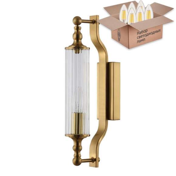 Бра Tomas Crystal Lux с лампочкой TOMAS AP1 BRASS+Lamps E14 Свеча Бра Tomas Crystal Lux с лампочкой TOMAS AP1 BRASS+Lamps E14 Свеча