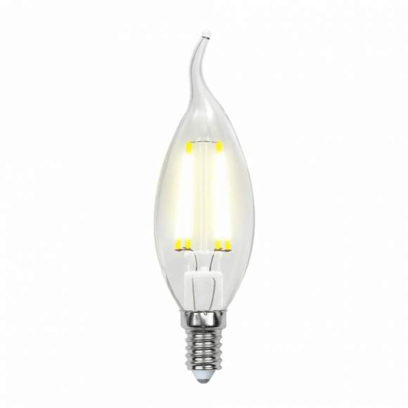 Лампа светодиодная E14 6W 4000K (Белый свет) свеча на ветру прозрачная Uniel Sky LED-CW35-6W/NW/E14/CL PLS02WH картон (UL-00001374)