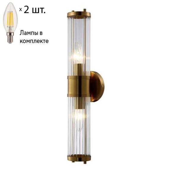 Бра Crystal Lux с лампочками SANCHO AP2 BRASS+Lamps E14 Свеча