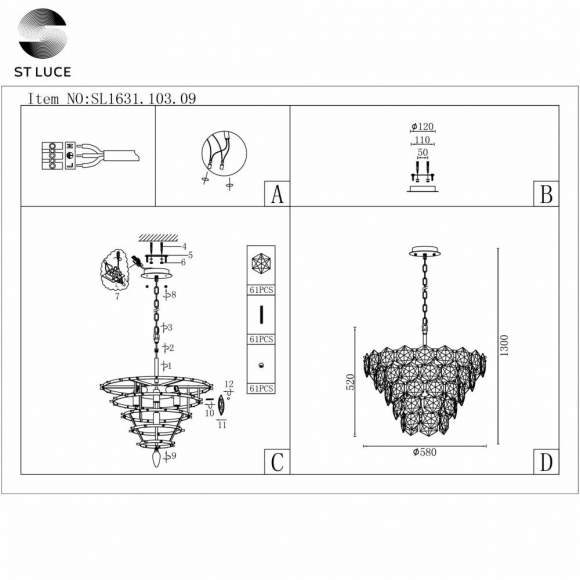 Подвесная люстра ST Luce Viterbo SL1631.103.09