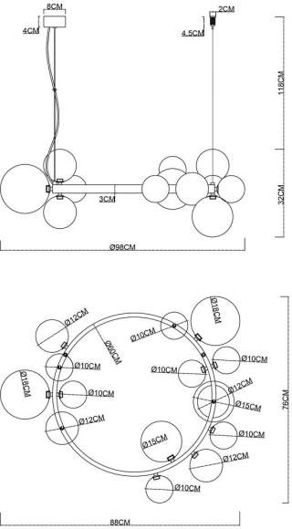 Подвесная люстра Arte Lamp Vincent A7790SP-15GO