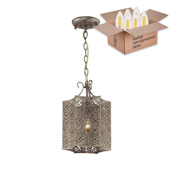 Подвесной светильник с лампочкой Favourite Bazar 1624-1P+Lamps Е27 Свеча Подвесной светильник с лампочкой Favourite Bazar 1624-1P+Lamps Е27 Свеча