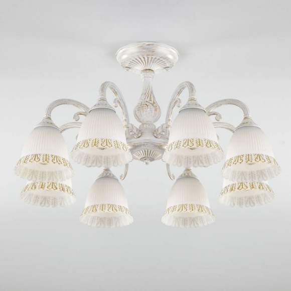 Потолочная люстра Eurosvet Campina 60107/8 белый с золотом Потолочная люстра Eurosvet Campina 60107/8 белый с золотом