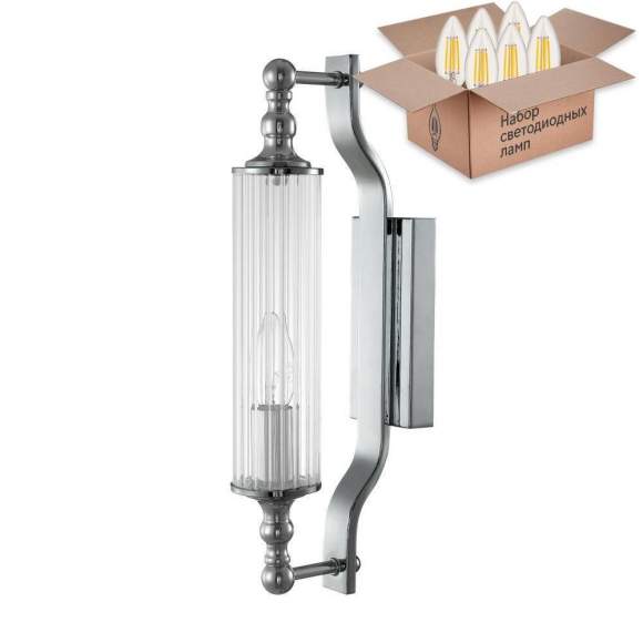 Бра Crystal Lux с лампочкой TOMAS AP1 CHROME+Lamps E14 Свеча Бра Crystal Lux с лампочкой TOMAS AP1 CHROME+Lamps E14 Свеча