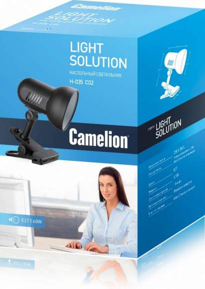 H-035 C02 черный Настольный светильник Camelion 7197 H-035 C02 черный Настольный светильник Camelion 7197