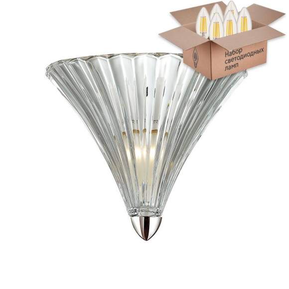 Настенный светильник с лампочкой Favourite Iris 1696-1W+Lamps E14 Свеча Настенный светильник с лампочкой Favourite Iris 1696-1W+Lamps E14 Свеча