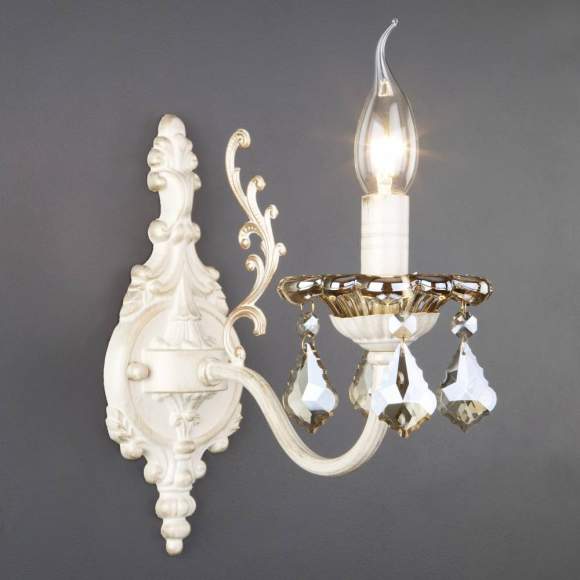 3281/1 Бра с хрусталем Eurosvet 3281 белый с золотом/тонированный хрусталь Strotskis 3281/1 Бра с хрусталем Eurosvet 3281 белый с золотом/тонированный хрусталь Strotskis