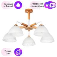 Потолочная люстра на штанге Matthew Arte Lamp с поддержкой Алиса A5032PL-5BR-A