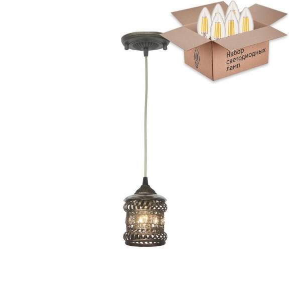 Подвесной светильник с лампочкой Favourite Arabia 1621-1P+Lamps E14 Свеча