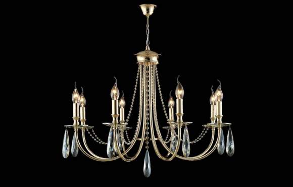 Подвесная люстра Crystal Lux VICTORIA SP8 GOLD/AMBER