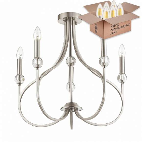 Потолочная люстра с лампочками Lumion Mackenzie 4495/5C+Lamps E14 Свеча Потолочная люстра с лампочками Lumion Mackenzie 4495/5C+Lamps E14 Свеча