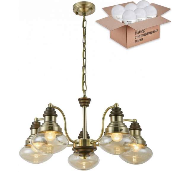 Подвесная люстра с лампочками Velante 306-503-05+Lamps E27 P45 Подвесная люстра с лампочками Velante 306-503-05+Lamps E27 P45