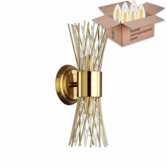 Бра с лампочками Odeon Light Orta 4839/2W+Lamps E14 Свеча Бра с лампочками Odeon Light Orta 4839/2W+Lamps E14 Свеча